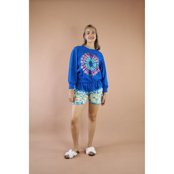 Tie dye women's long sleeve with short pant in Royal Blue JP0094 010000 02