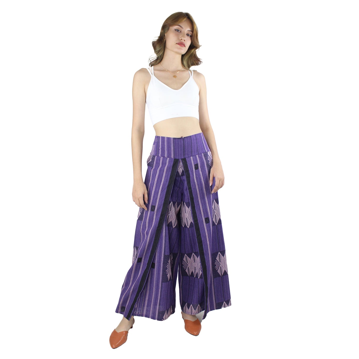 Modern Abstract Cotton Palazzo Pants in Dark Purple PP0076 030000 06