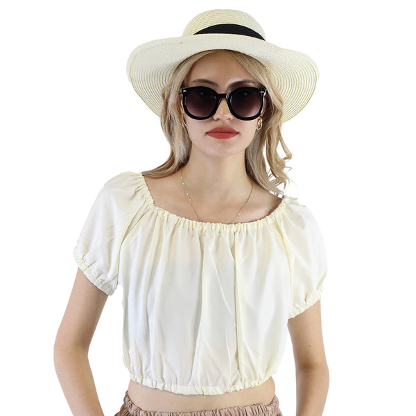 Solid Color Blouse Puff Sleeve Tops in Cream SH0194 130000 19