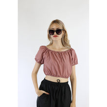 Load image into Gallery viewer, Solid Color Blouse Puff Sleeve Tops in Punch SH0194 130000 11