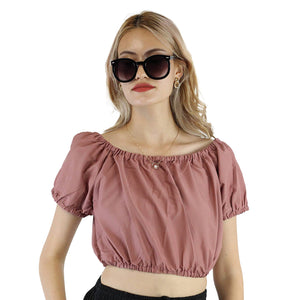 Solid Color Blouse Puff Sleeve Tops in Punch SH0194 130000 11