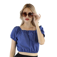 Load image into Gallery viewer, Solid Color Blouse Puff Sleeve Tops in Indigo SH0194 130000 09