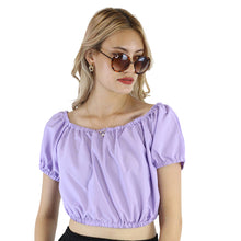 Load image into Gallery viewer, Solid Color Blouse Puff Sleeve Tops in Light Purple SH0194 130000 07