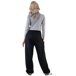 Solid Color Unisex Harem Pants Wool in Black PP0004 080000 10