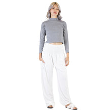 Load image into Gallery viewer, Solid Color Unisex Harem Pants Wool in White PP0004 080000 04