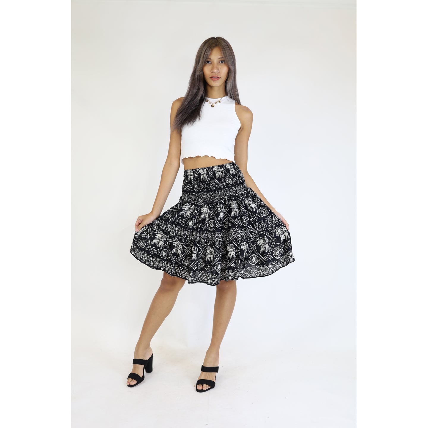 African Elephant Women's Skirt in Black SK0090 020004 01