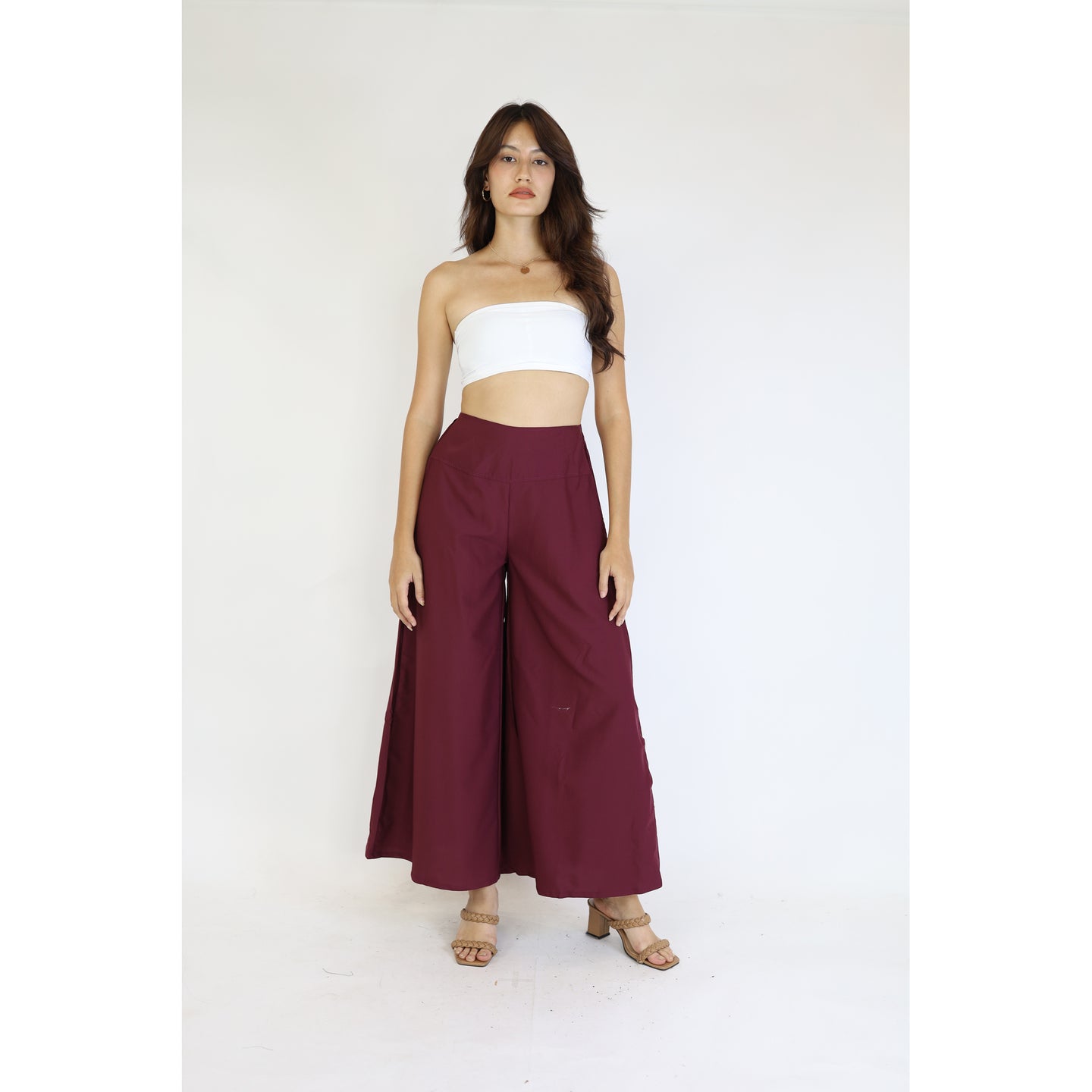 Solid Color Women's Palazzo Pants in Burgundy PP0304 020000 15