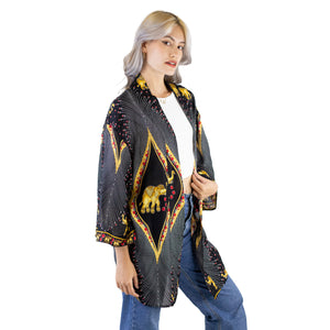 Diamond Elephant Women Kimono in Black JK0020 020079 04