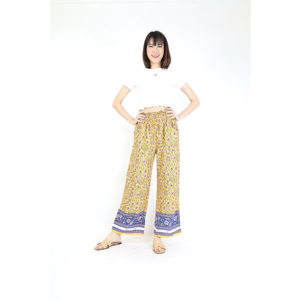 Blossom Flowers Women's Wide Leg Pants in Yellow  PP0333 020326 03
