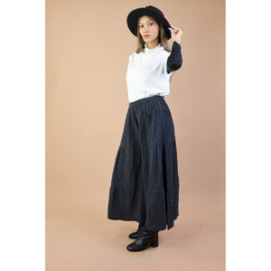 Fall and Winter Collection Organic Cotton Woven Fabric Solid Color Layered Wide Leg Pants LI0028 000001 00