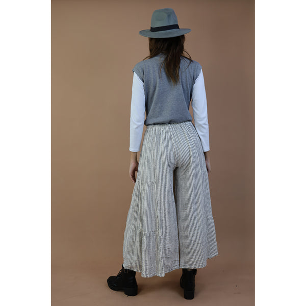 Fall and Winter Collection Organic Cotton Woven Fabric Solid Color Layered Wide Leg Pants LI0028 000001 00