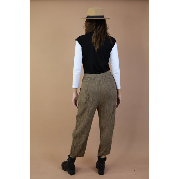 Fall and Winter Collection Organic Cotton Solid Color Crop Pants LI0026 000001 00