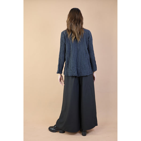 Fall and Winter Collection Organic Cotton Woven Fabric Solid Color U Neck Long Sleeves Top LI0035 000001 00