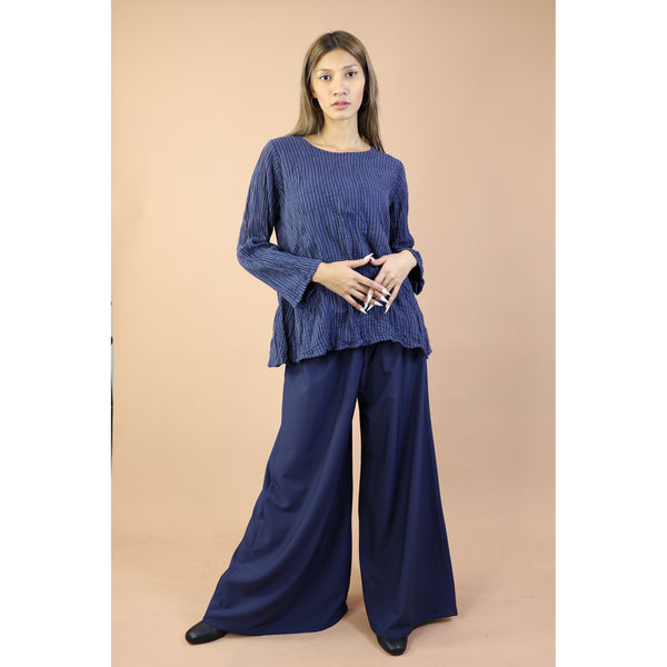Fall and Winter Collection Organic Cotton Woven Fabric Solid Color U Neck Long Sleeves Top LI0035 000001 00