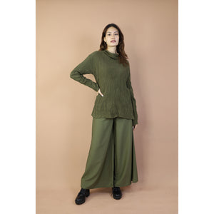 Fall and Winter Collection Organic Cotton Woven Fabric Solid Color Loose Turtleneck Top LI0036 000001 00