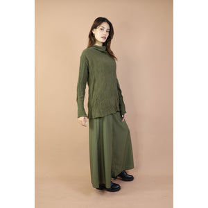 Fall and Winter Collection Organic Cotton Woven Fabric Solid Color Loose Turtleneck Top LI0036 000001 00