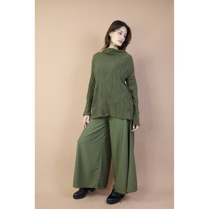 Fall and Winter Collection Organic Cotton Woven Fabric Solid Color Loose Turtleneck Top LI0036 000001 00