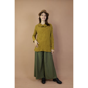 Fall and Winter Collection Organic Cotton Woven Fabric Solid Color Loose Turtleneck Top LI0036 000001 00