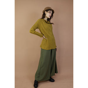 Fall and Winter Collection Organic Cotton Woven Fabric Solid Color Loose Turtleneck Top LI0036 000001 00