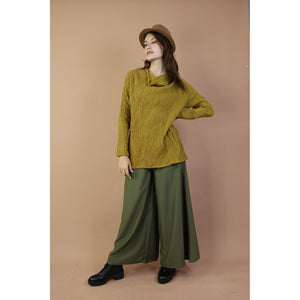 Fall and Winter Collection Organic Cotton Woven Fabric Solid Color Loose Turtleneck Top LI0036 000001 00