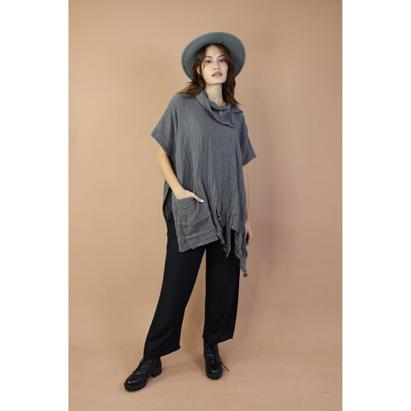 Fall and Winter Collection Organic Cotton Woven Fabric Solid Color Loose Turtleneck Top LI0037 000001 00