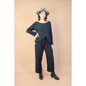 Fall and Winter Collection Organic Cotton Solid Color Wide Neck Twist-Front Top LI0038 000001 00