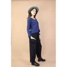 Load image into Gallery viewer, Fall and Winter Collection Organic Cotton Solid Color Wide Neck Twist-Front Top LI0038 000001 00