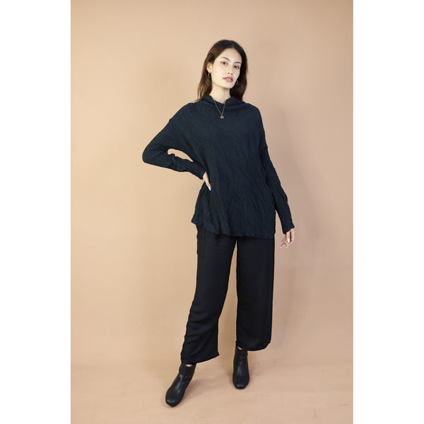 Fall and Winter Collection Organic Cotton Solid Color Cowl Neck Top LI0042 000001 00