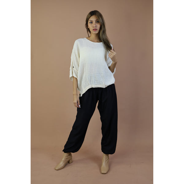 Fall and Winter Collection Organic Cotton Solid Color Puff Sleeves Blouse LI0040 000001 00