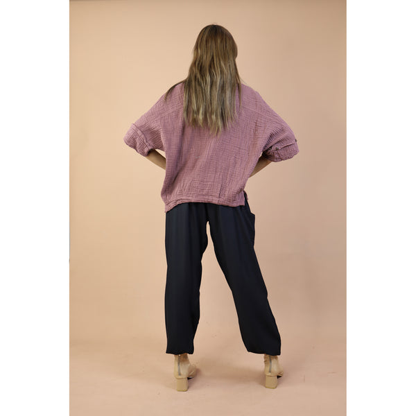 Fall and Winter Collection Organic Cotton Solid Color Puff Sleeves Blouse LI0040 000001 00