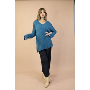 Fall and Winter Collection Organic Cotton Solid Color V Neck Top LI0043 000001 00