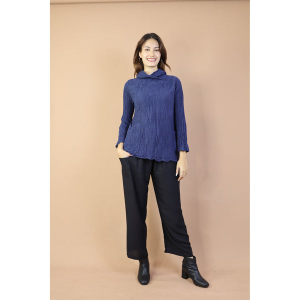 Fall and Winter Collection Organic Cotton Solid Color Tie Neck Top  LI0046 000001 00