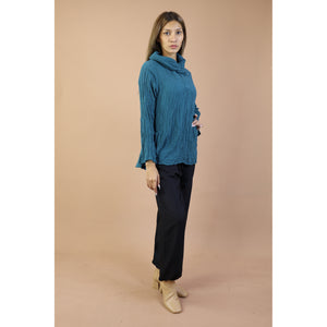 Fall and Winter Collection Organic Cotton Solid Color Tie Neck Top  LI0046 000001 00