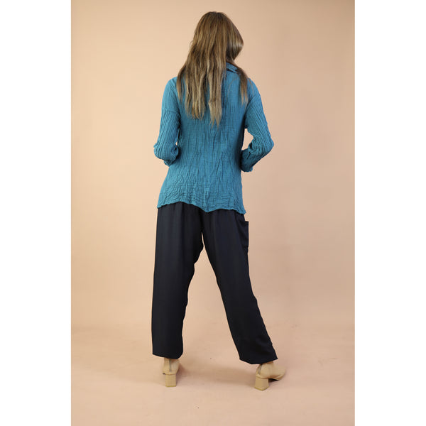 Fall and Winter Collection Organic Cotton Solid Color Tie Neck Top  LI0046 000001 00