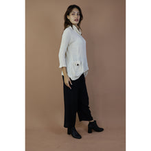 Load image into Gallery viewer, Fall and Winter Collection Organic Cotton Solid Color Tie Neck Top with Button LI0047 000001 00