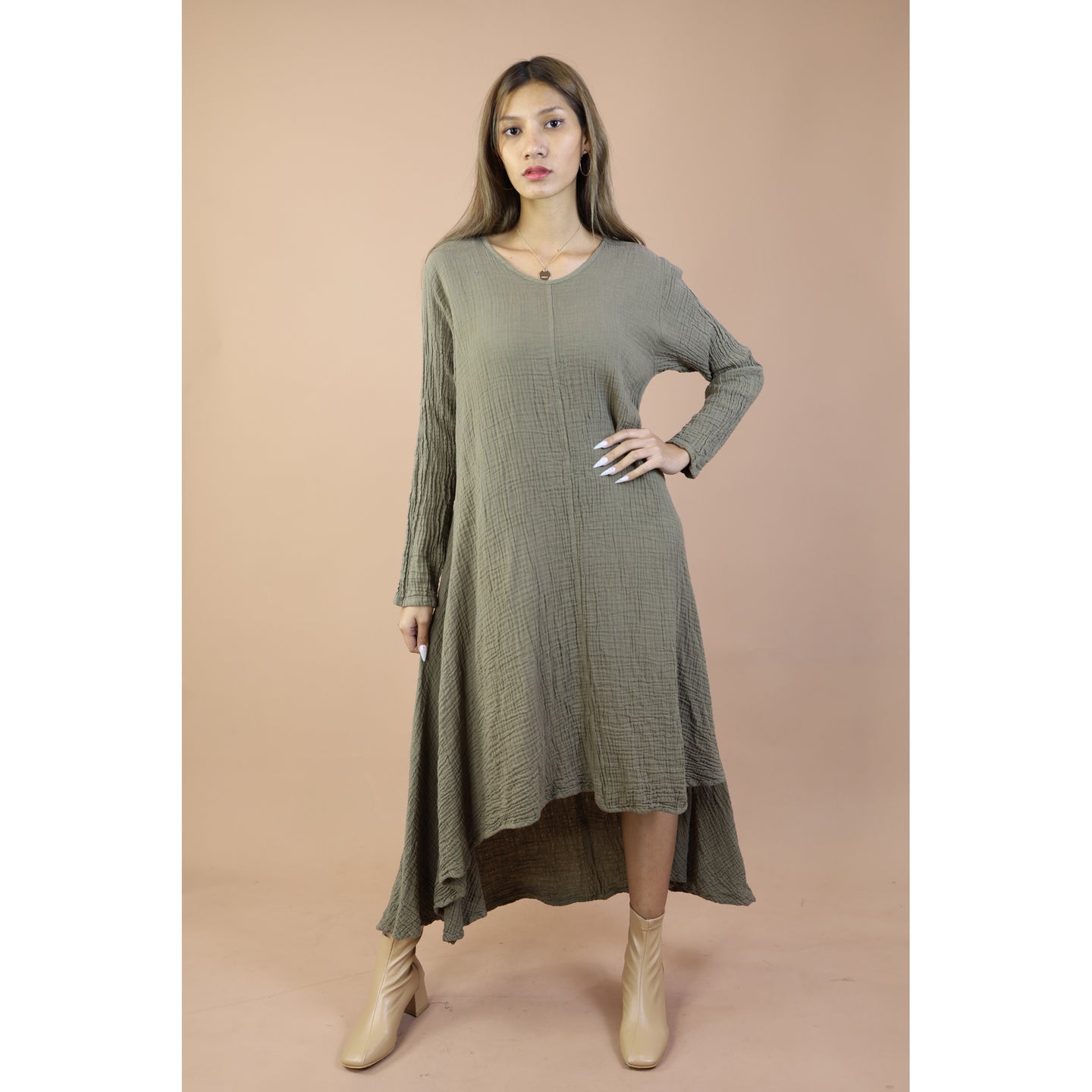 Fall and Winter Collection Organic Cotton Solid Color Dress LI0052 000001 00