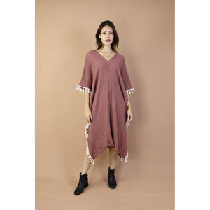 Fall and Winter Collection Organic Cotton Solid Color Dress wih Fringe LI0054 000001 00