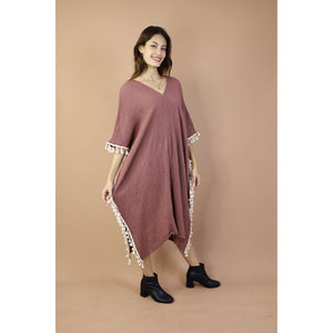 Fall and Winter Collection Organic Cotton Solid Color Dress wih Fringe LI0054 000001 00