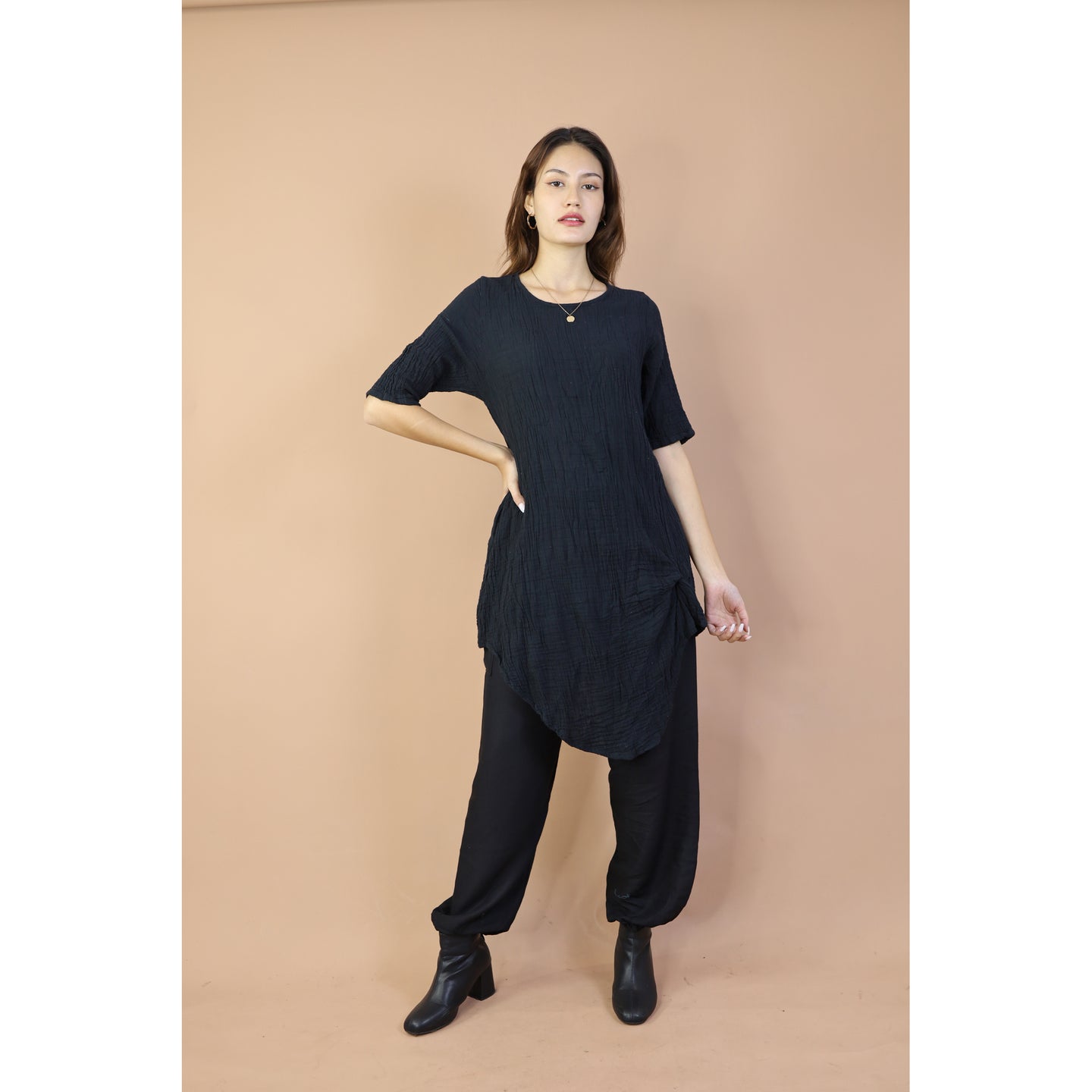 Fall and Winter Collection Organic Cotton Solid Color Dress  LI0063 000001 00
