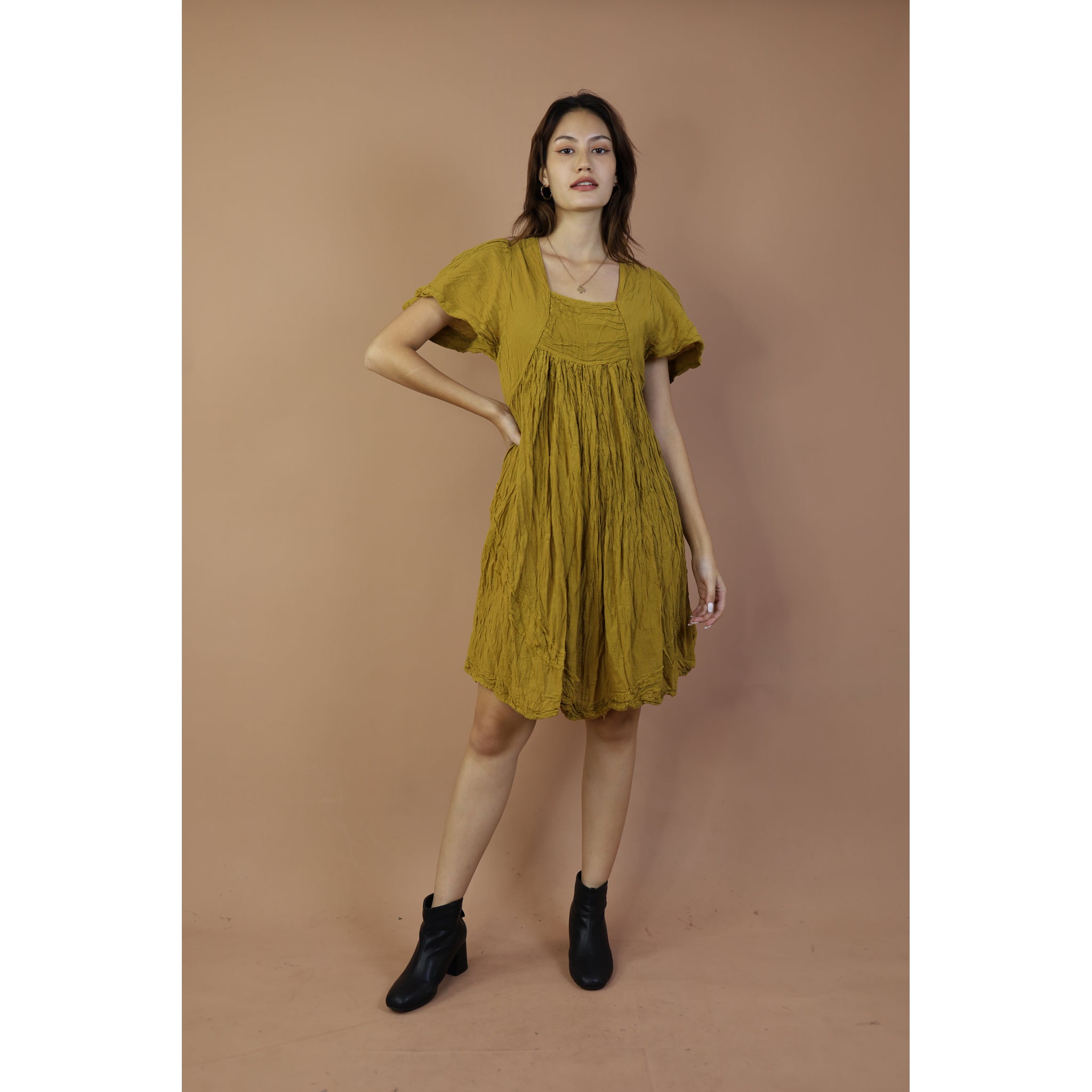 Fall and Winter Collection Organic Cotton Solid Color Dress LI0071 000