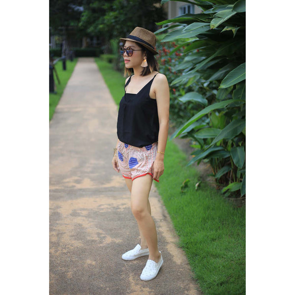 Tone Mandala Women's Mini Pompom Shorts Pants in Red PP0228 020032 02