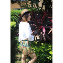 Load image into Gallery viewer, Mandala Women&#39;s Shorts Drawstring Genie Pants in Green PP0142 020114 03