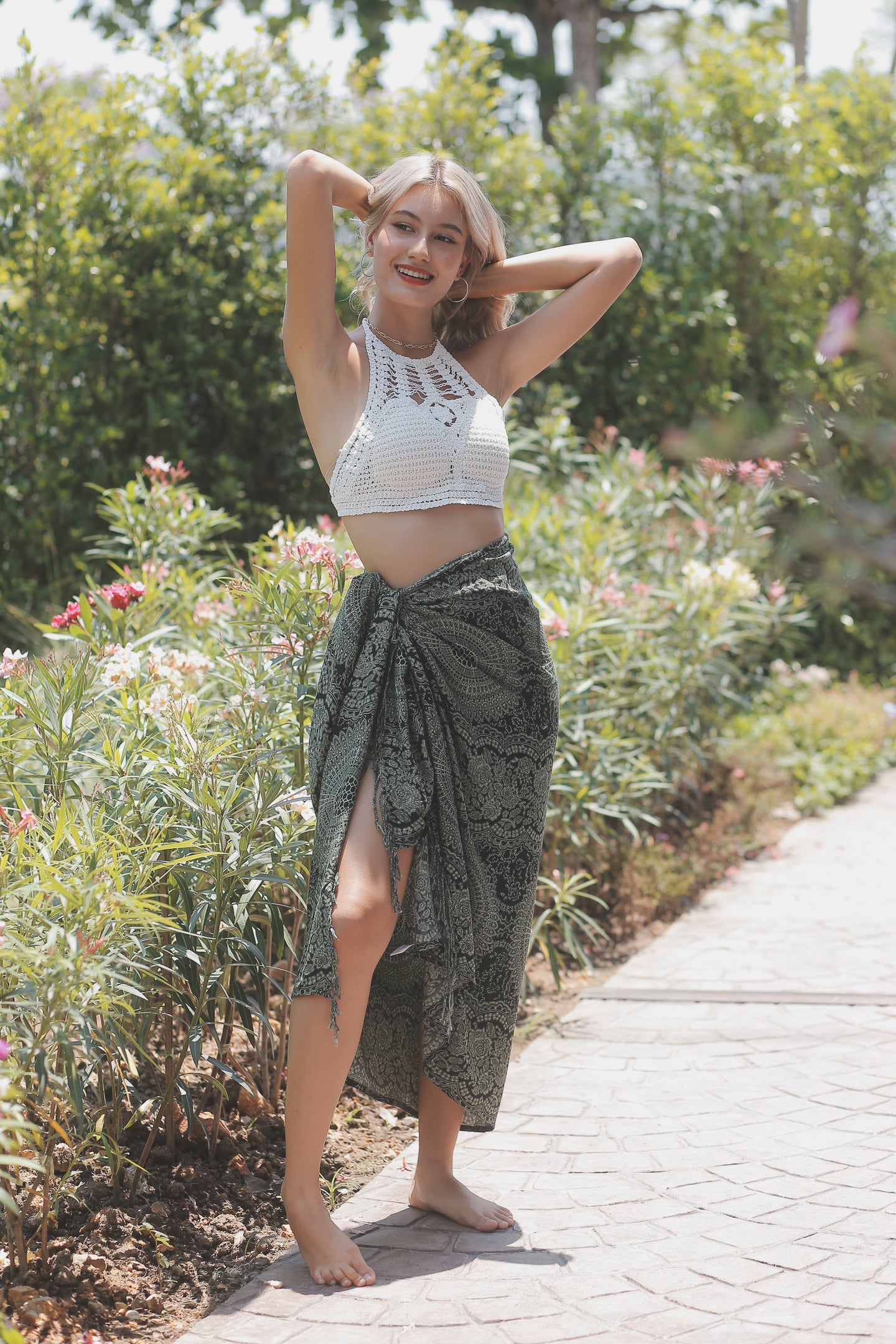 Monotone Mandala Scarf in Green JK0038 020031 04