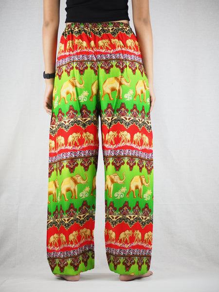 Indian elephant Unisex Drawstring Genie Pants in Green PP0110 020056 02