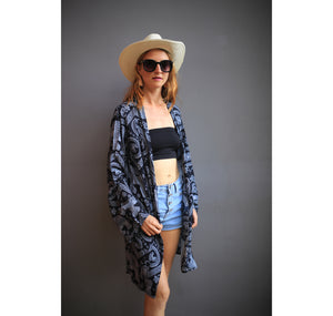 Elephant Circles Women Kimono in Black JK0020 020051 01