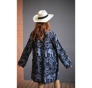 Elephant Circles Women Kimono in Black JK0020 020051 01