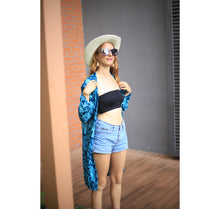 Load image into Gallery viewer, Elephant Circles Women Kimono in Ocean Blue JK0020 020051 02