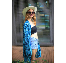 Load image into Gallery viewer, Elephant Circles Women Kimono in Ocean Blue JK0020 020051 02