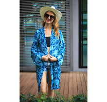 Load image into Gallery viewer, Elephant Circles Women Kimono in Ocean Blue JK0020 020051 02