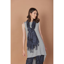 Load image into Gallery viewer, Monotone Mandala Scarf in Navy JK0038 020031 02